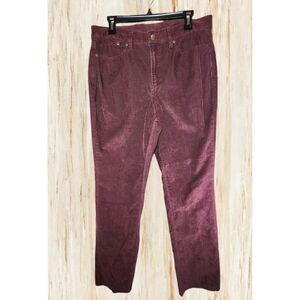 L.L.Bean Womens BeanFlex Straight Leg Corduroy Pants Size 14 Reg Burgundy